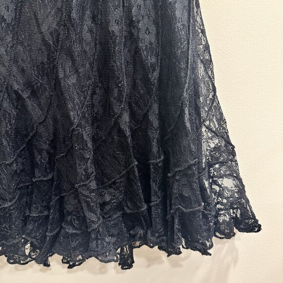 Mix Nouveau Vintage 90s Black Lace Whimsigoth Witchy Fairy Grunge Earthy Skirt - Picture 7 of 10